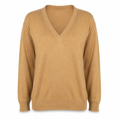 Forever 21 Womens Beige V-Neck Acrylic Pullover Jumper Size S Pullover