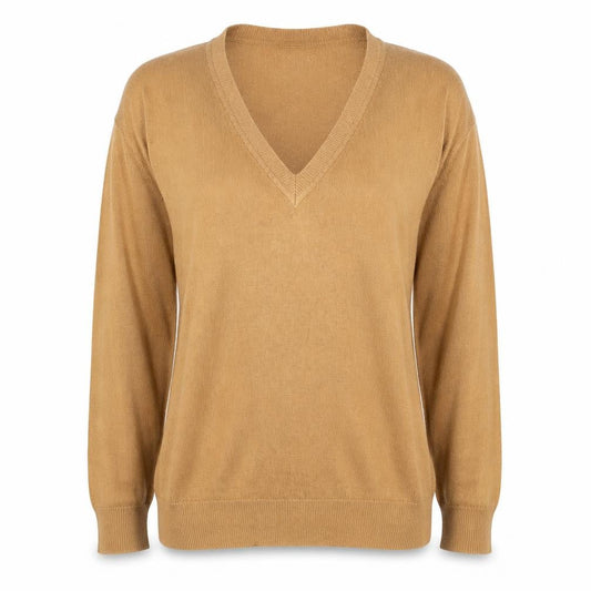 Forever 21 Womens Beige V-Neck Acrylic Pullover Jumper Size S Pullover