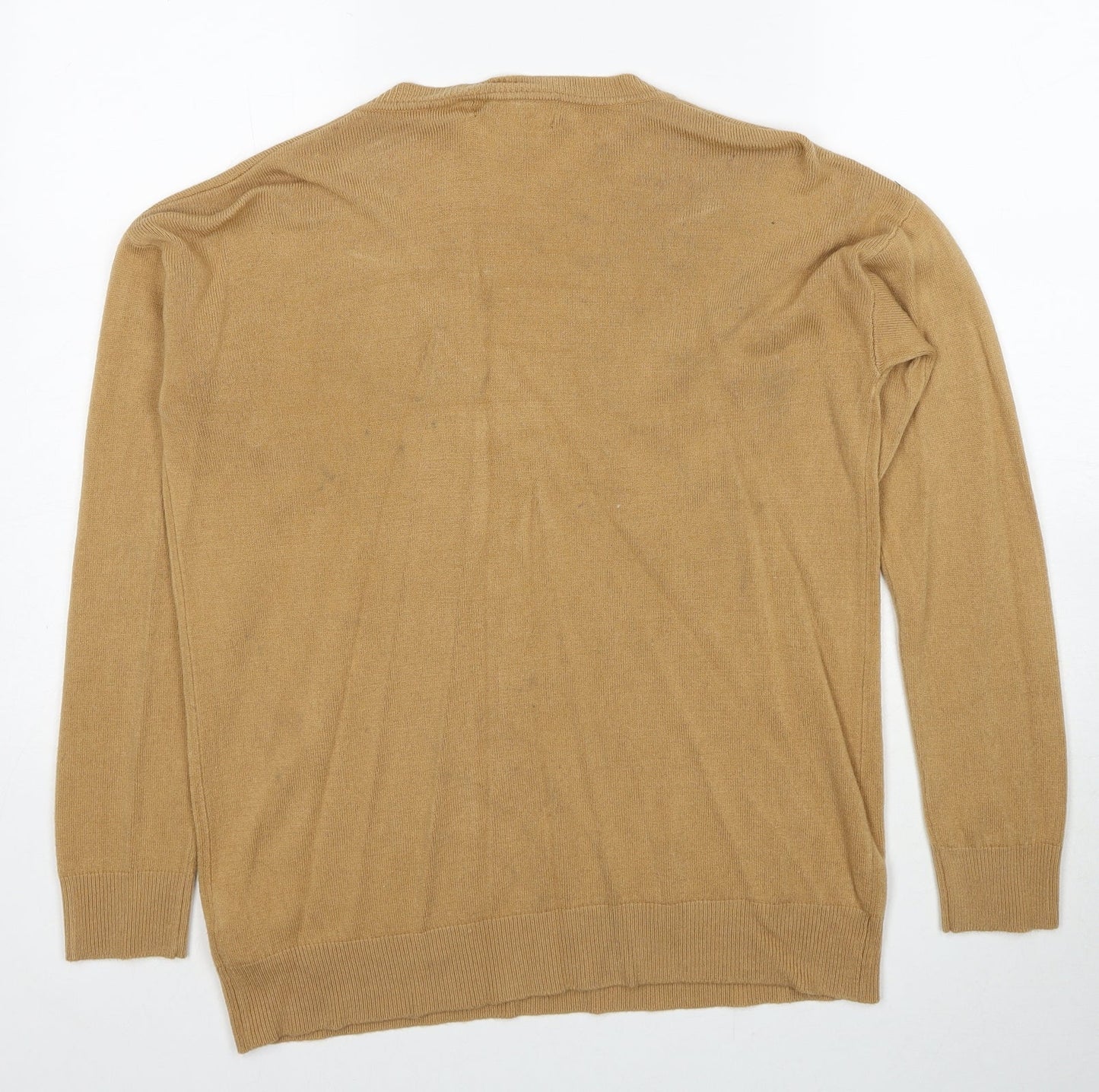 FOREVER 21 Womens Beige V-Neck Acrylic Pullover Jumper Size S Pullover