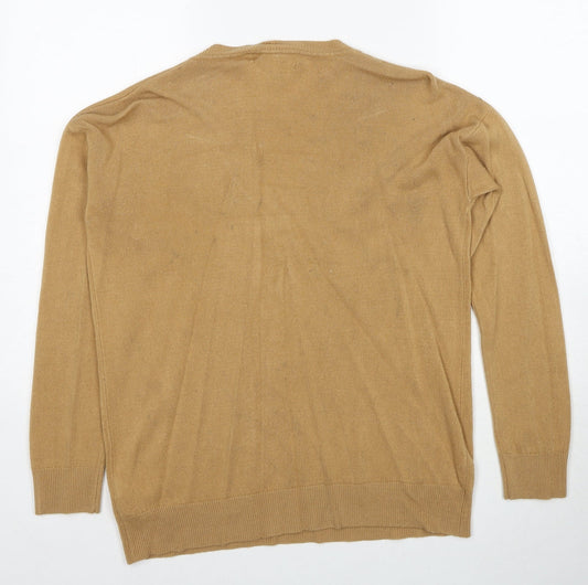 FOREVER 21 Womens Beige V-Neck Acrylic Pullover Jumper Size S Pullover