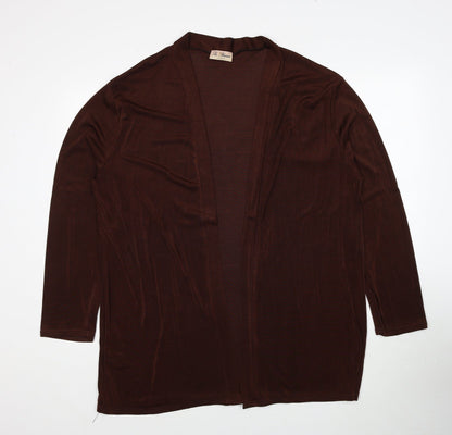La Femme Womens Brown V-Neck Polyester Cardigan Jumper Size L Pullover