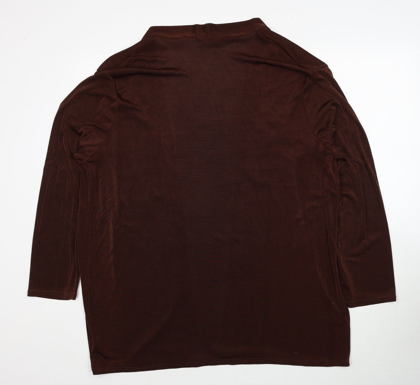 La Femme Womens Brown V-Neck Polyester Cardigan Jumper Size L Pullover
