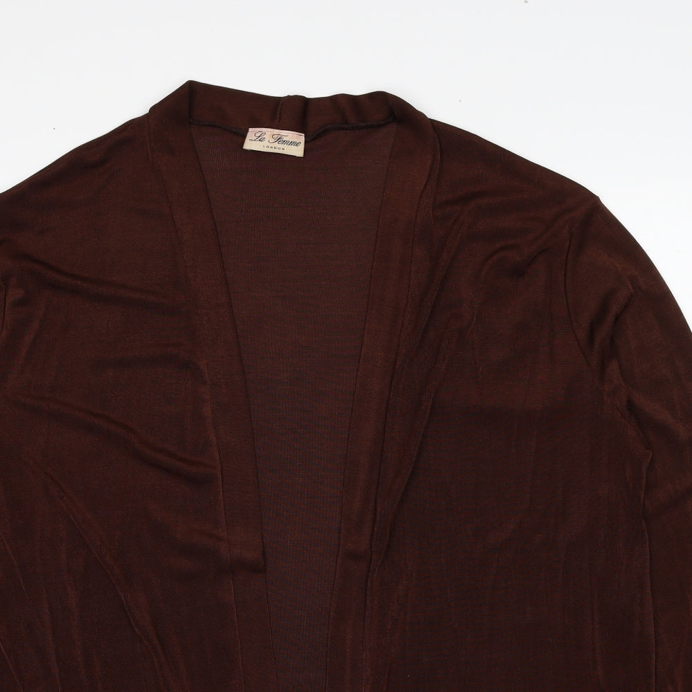 La Femme Womens Brown V-Neck Polyester Cardigan Jumper Size L Pullover
