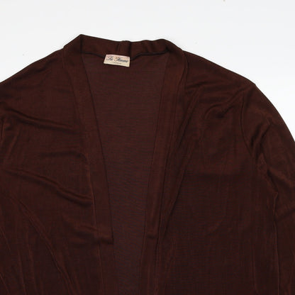 La Femme Womens Brown V-Neck Polyester Cardigan Jumper Size L Pullover