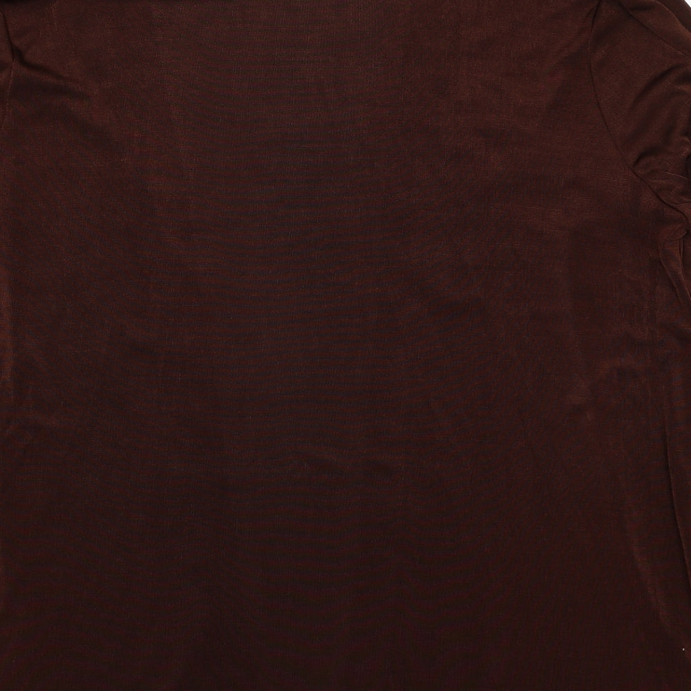 La Femme Womens Brown V-Neck Polyester Cardigan Jumper Size L Pullover