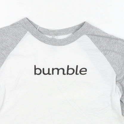 American Apparel Womens White Colourblock Cotton Cropped T-Shirt Size XS Round Neck - Bumble Size XS-S