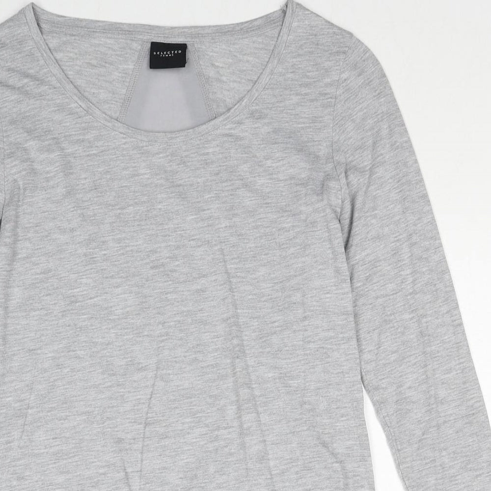 Womens UK Size 6 Selected Grey Basic Blouse