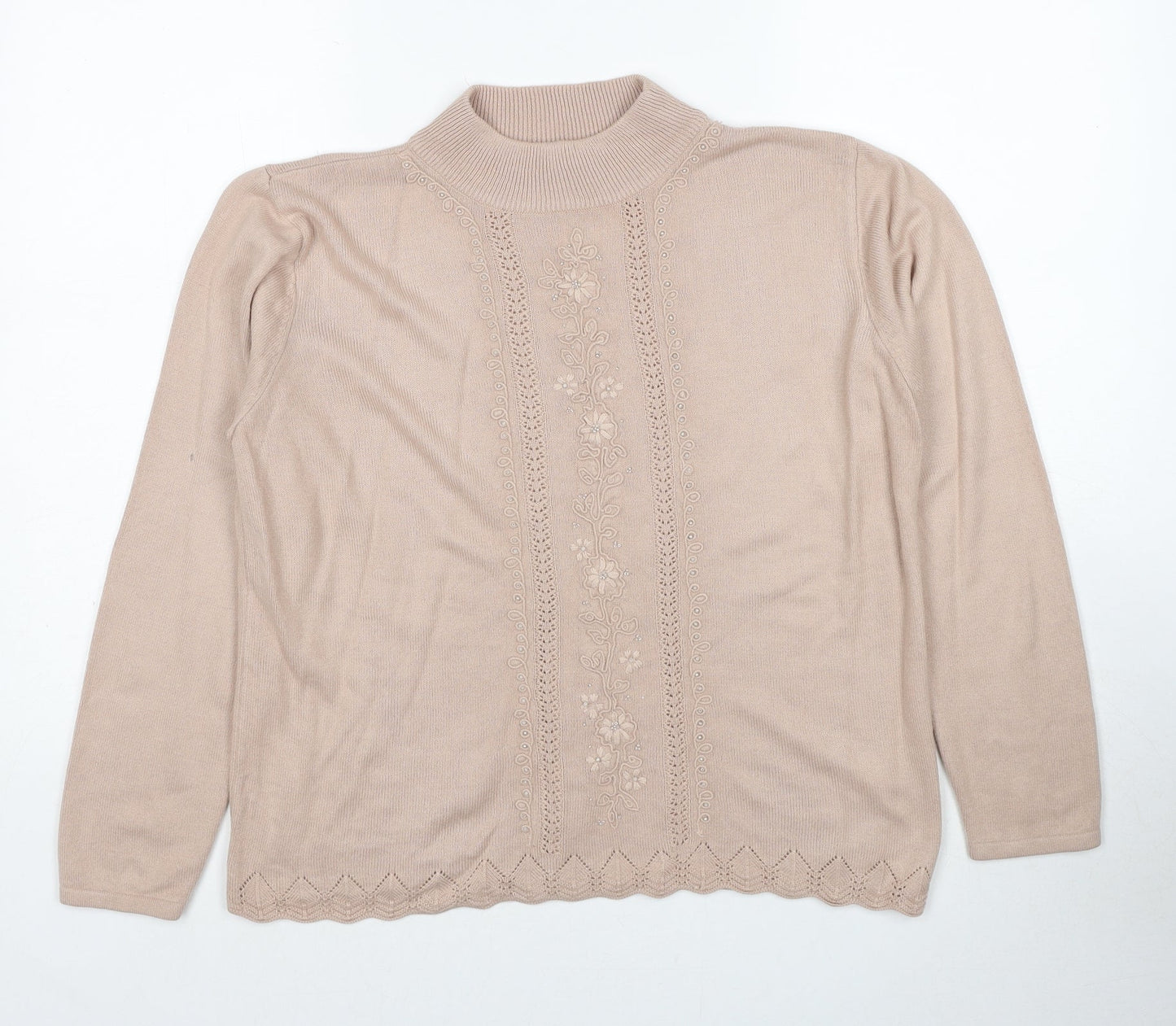 Womens UK Size M Fay Louise Beige Pullover Jumper