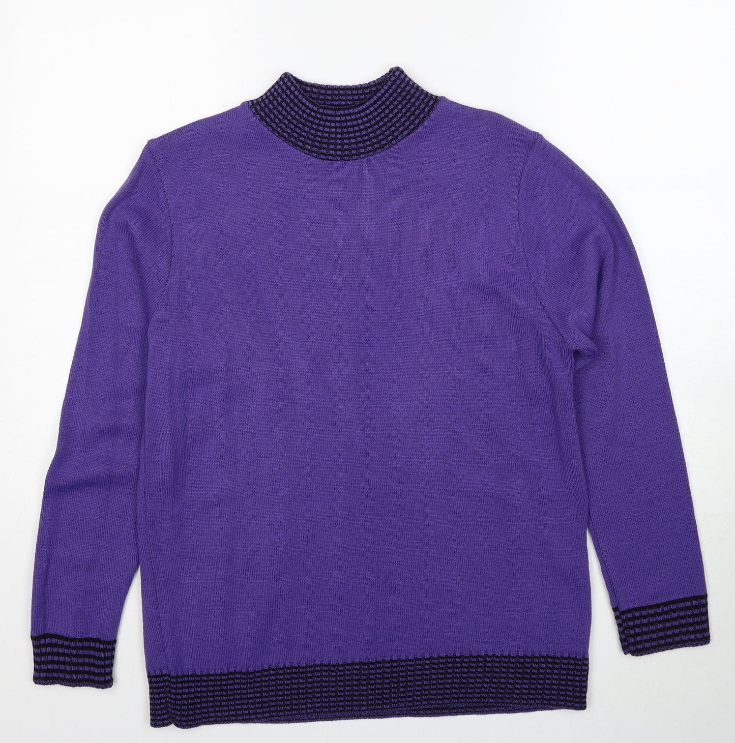 Envy Womens Purple Mock Neck Acrylic Pullover Jumper Size M