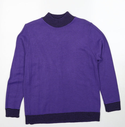 Envy Womens Purple Mock Neck Acrylic Pullover Jumper Size M