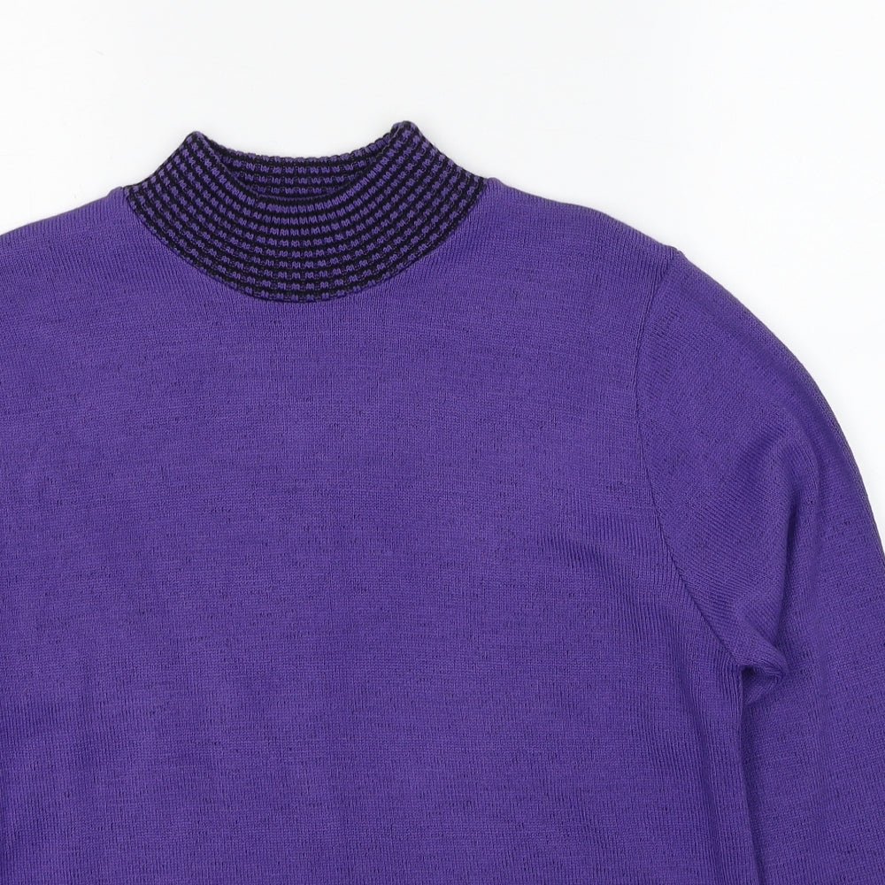 Envy Womens Purple Mock Neck Acrylic Pullover Jumper Size M