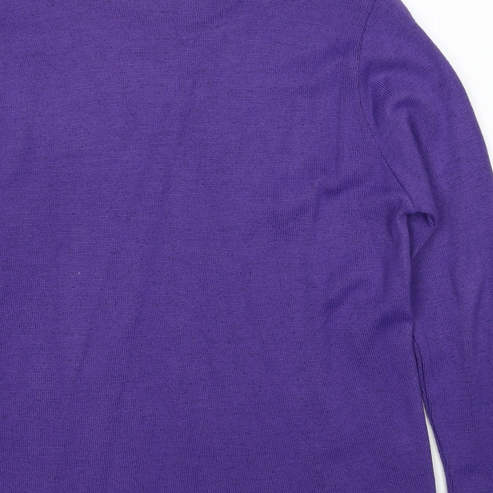Envy Womens Purple Mock Neck Acrylic Pullover Jumper Size M