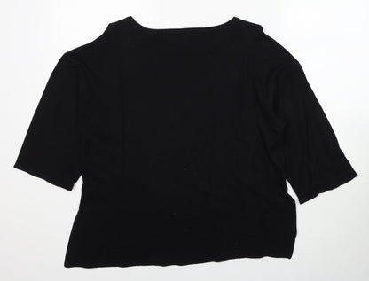 NEXT Womens Black Round Neck Cotton Pullover Jumper Size 12
