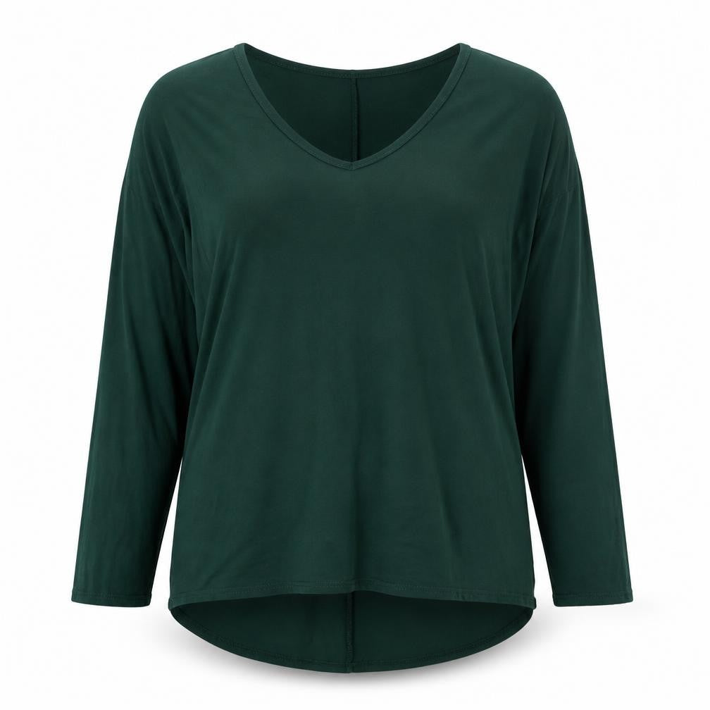 Boohoo Womens Green Viscose Basic Blouse Size S V-Neck