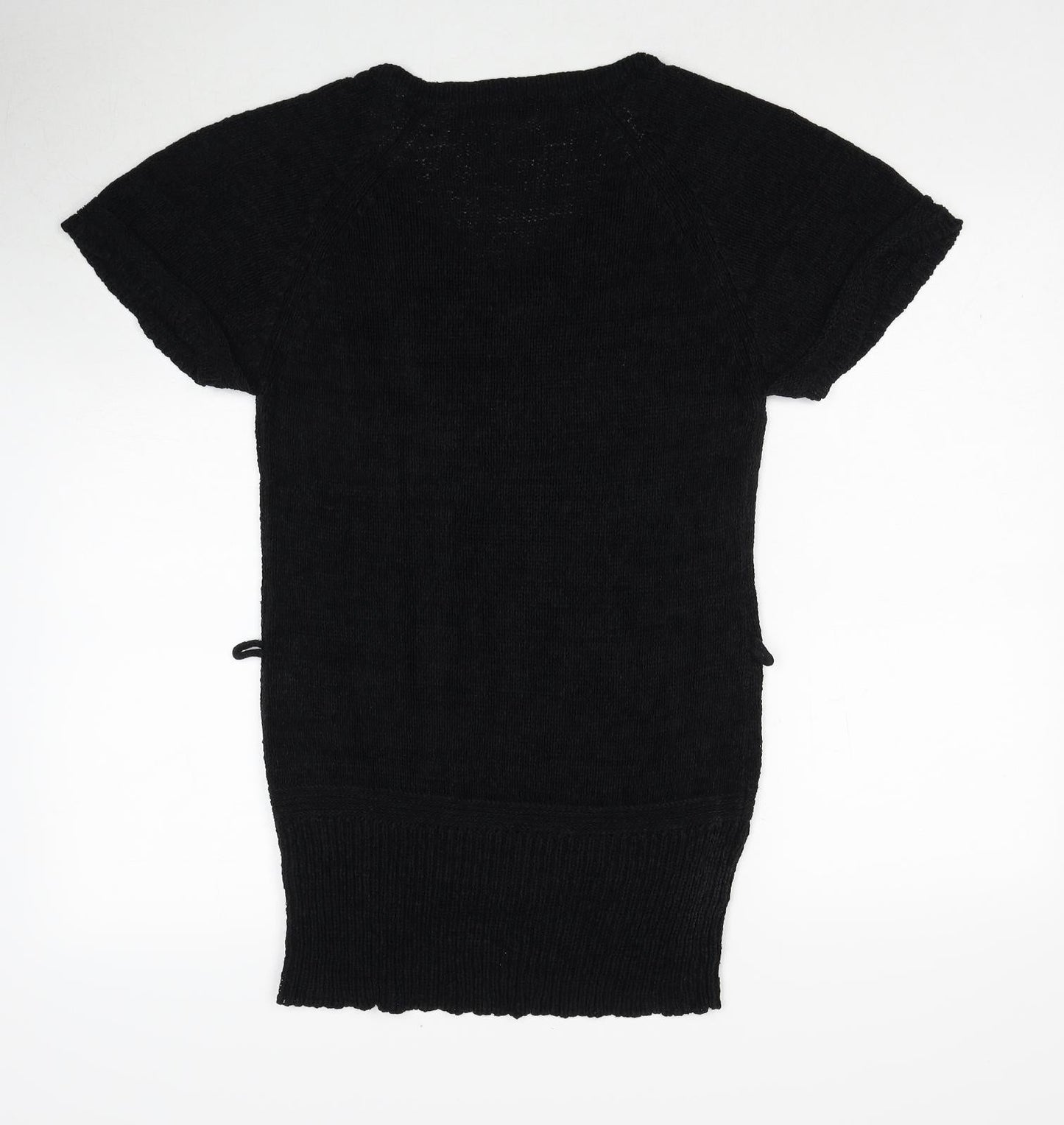 TU Womens Black V-Neck Acrylic Pullover Jumper Size 14