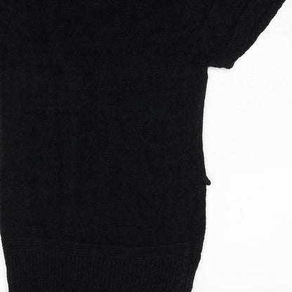 TU Womens Black V-Neck Acrylic Pullover Jumper Size 14