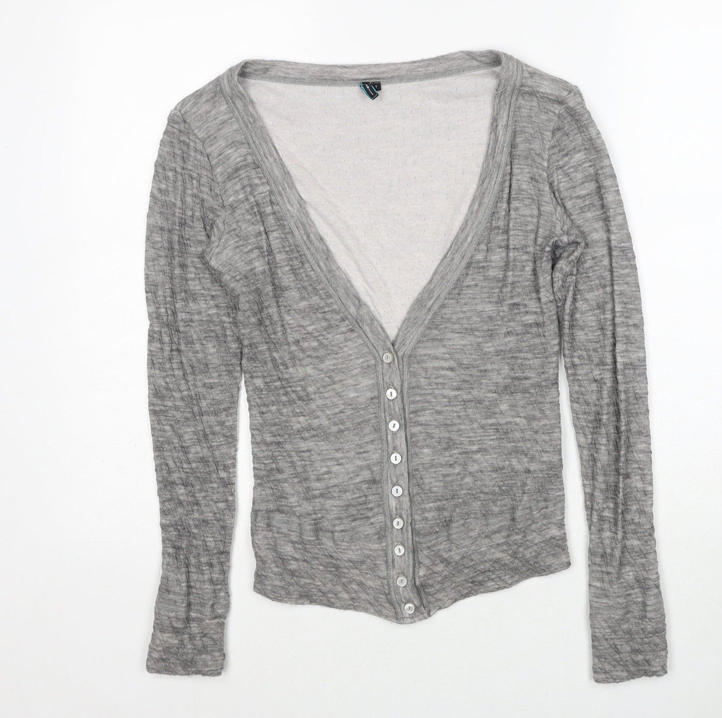 Formes Womens Grey V-Neck Cotton Cardigan Jumper Size S - Label size 1