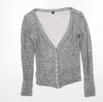 Formes Womens Grey V-Neck Cotton Cardigan Jumper Size S - Label size 1