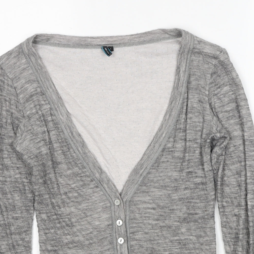 Formes Womens Grey V-Neck Cotton Cardigan Jumper Size S - Label size 1