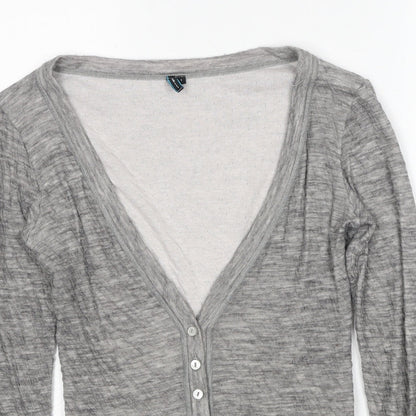 Formes Womens Grey V-Neck Cotton Cardigan Jumper Size S - Label size 1