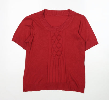 Womens UK Size M Preworn Red Basic T-Shirt