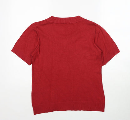 Womens UK Size M Preworn Red Basic T-Shirt