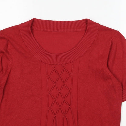 Womens UK Size M Preworn Red Basic T-Shirt