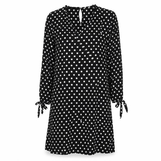 Papaya Womens Black Polka Dot Viscose A-Line Size 10 V-Neck Pullover