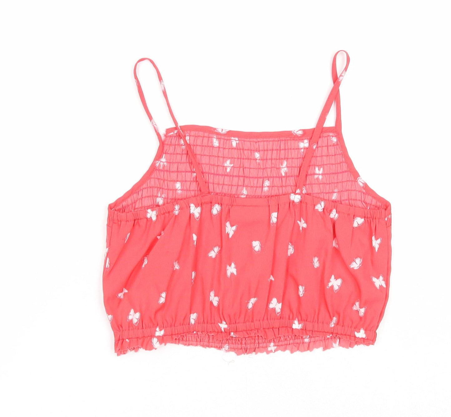 I love girls wear Girls Pink Geometric Polyester Basic Tank Size 6-7 Years Square Neck Pullover - Butterfly