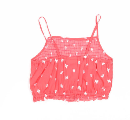 I love girls wear Girls Pink Geometric Polyester Basic Tank Size 6-7 Years Square Neck Pullover - Butterfly
