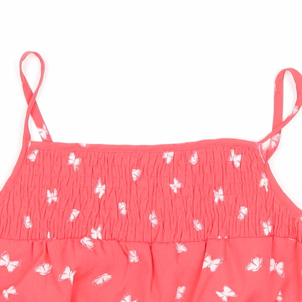 I love girls wear Girls Pink Geometric Polyester Basic Tank Size 6-7 Years Square Neck Pullover - Butterfly