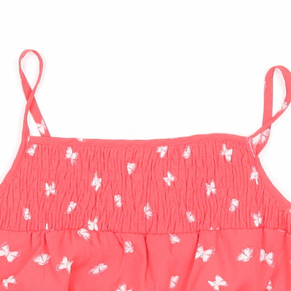I love girls wear Girls Pink Geometric Polyester Basic Tank Size 6-7 Years Square Neck Pullover - Butterfly