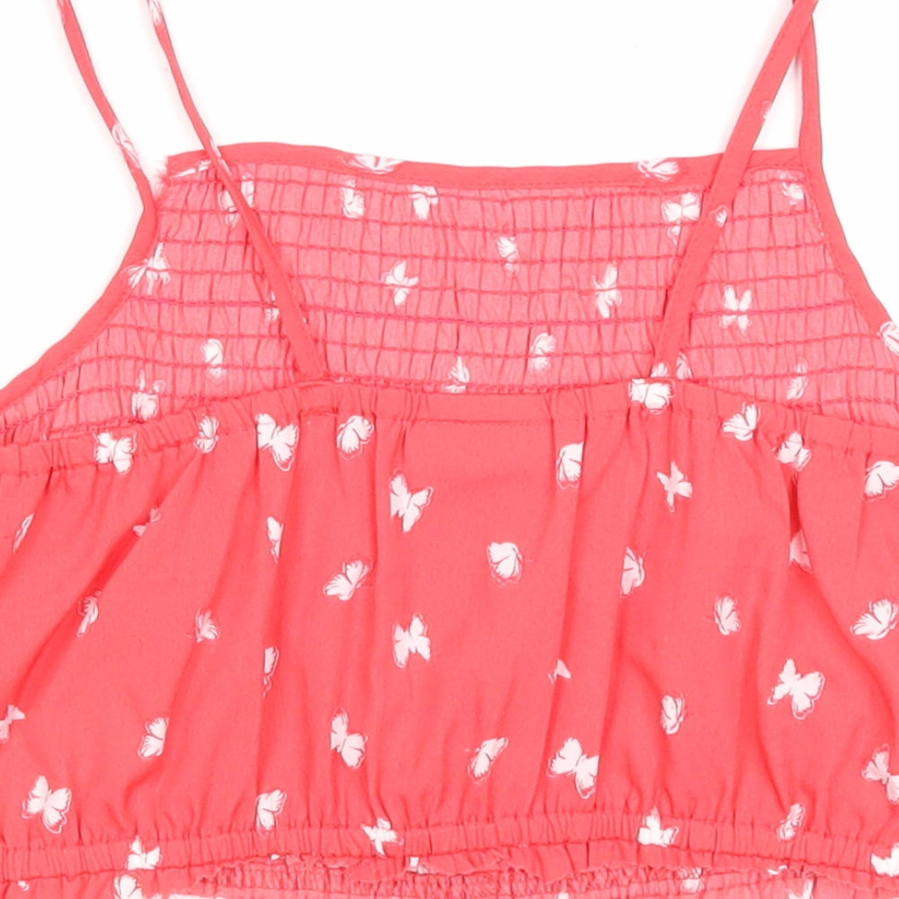 I love girls wear Girls Pink Geometric Polyester Basic Tank Size 6-7 Years Square Neck Pullover - Butterfly