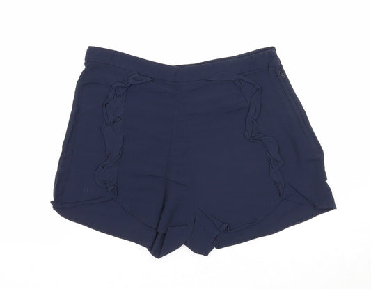 H&M Womens Blue Viscose Basic Shorts Size 10 Regular Pull On