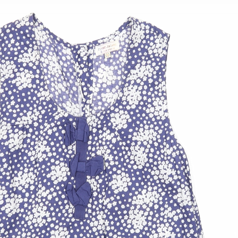 Womens UK Size 8 River Island Blue Basic Tank