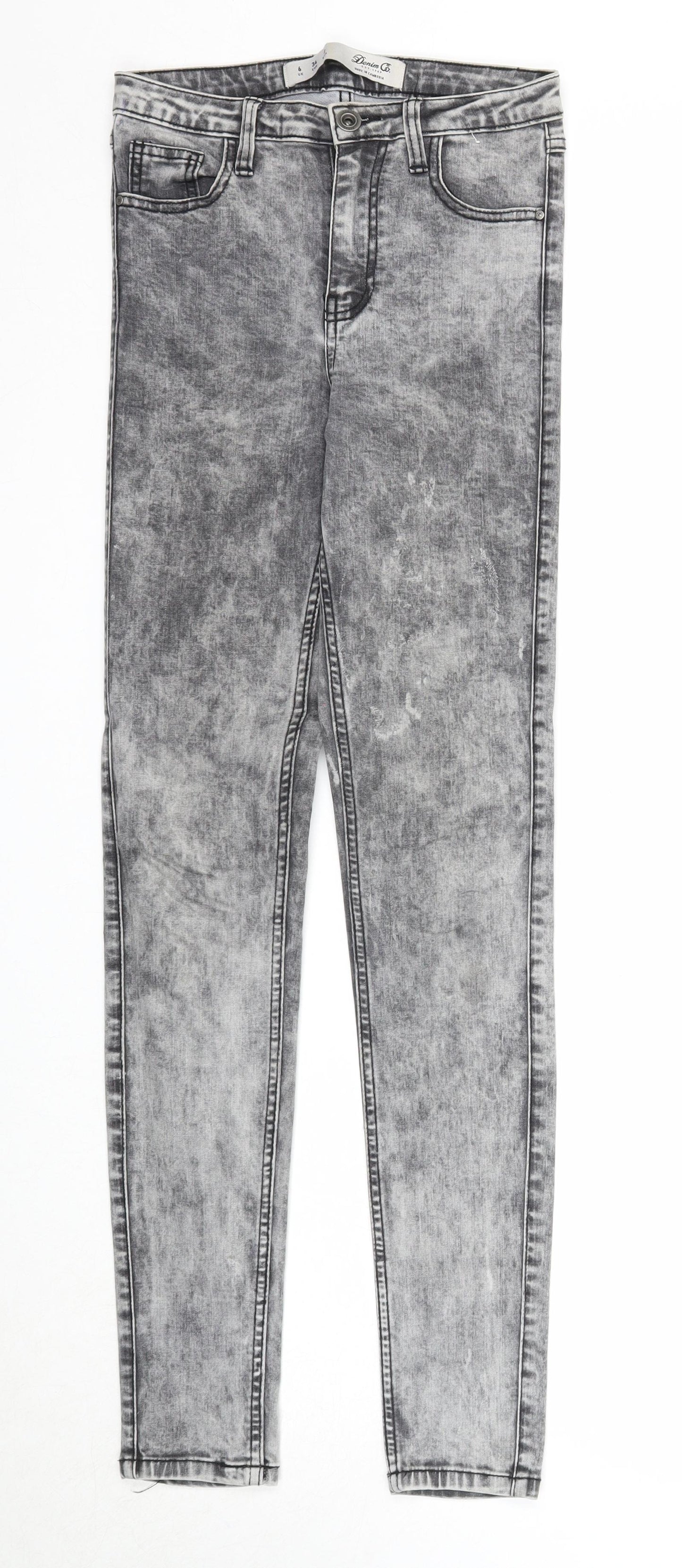 Denim & Co. Womens Grey Cotton Skinny Jeans Size 6 Regular Zip