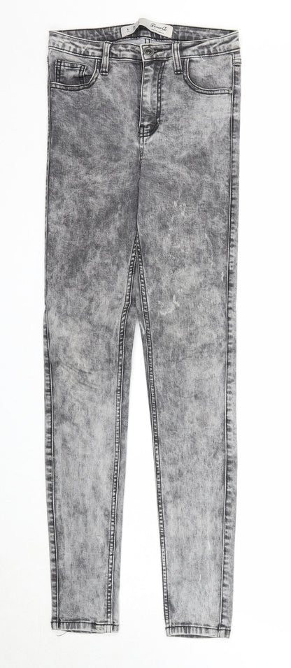 Denim & Co. Womens Grey Cotton Skinny Jeans Size 6 Regular Zip