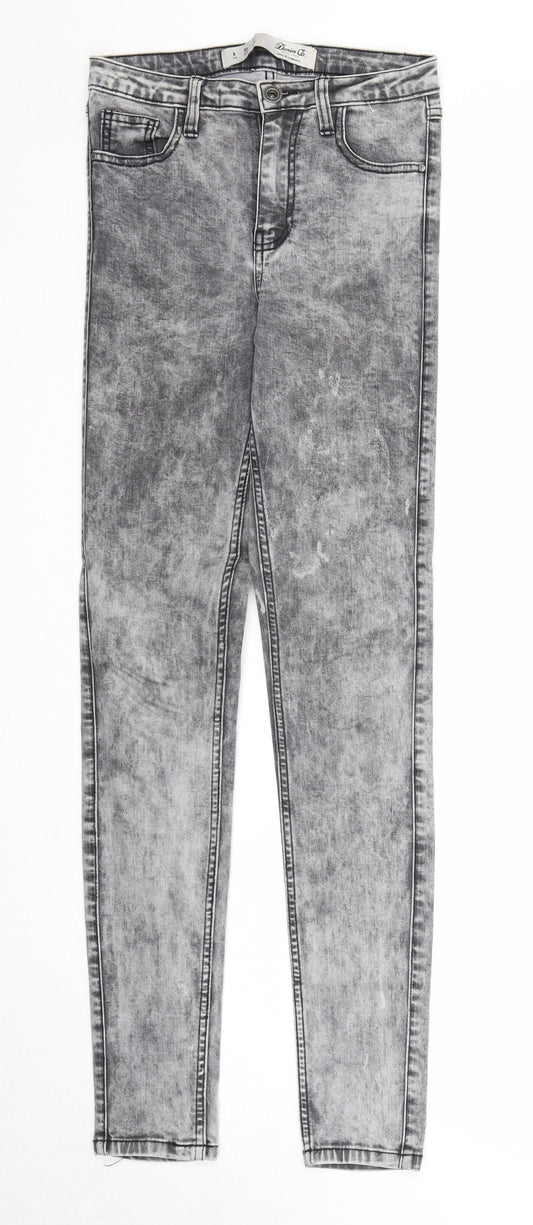 Denim & Co. Womens Grey Cotton Skinny Jeans Size 6 Regular Zip