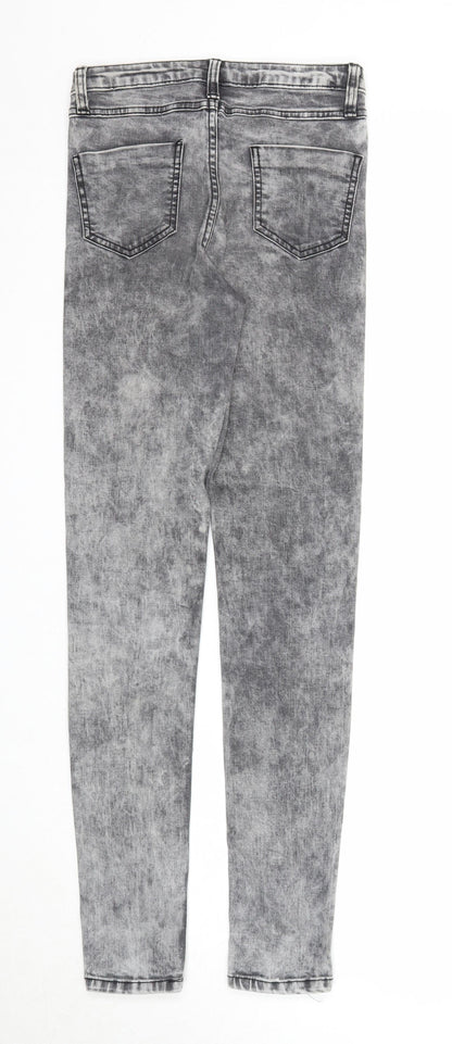 Denim & Co. Womens Grey Cotton Skinny Jeans Size 6 Regular Zip