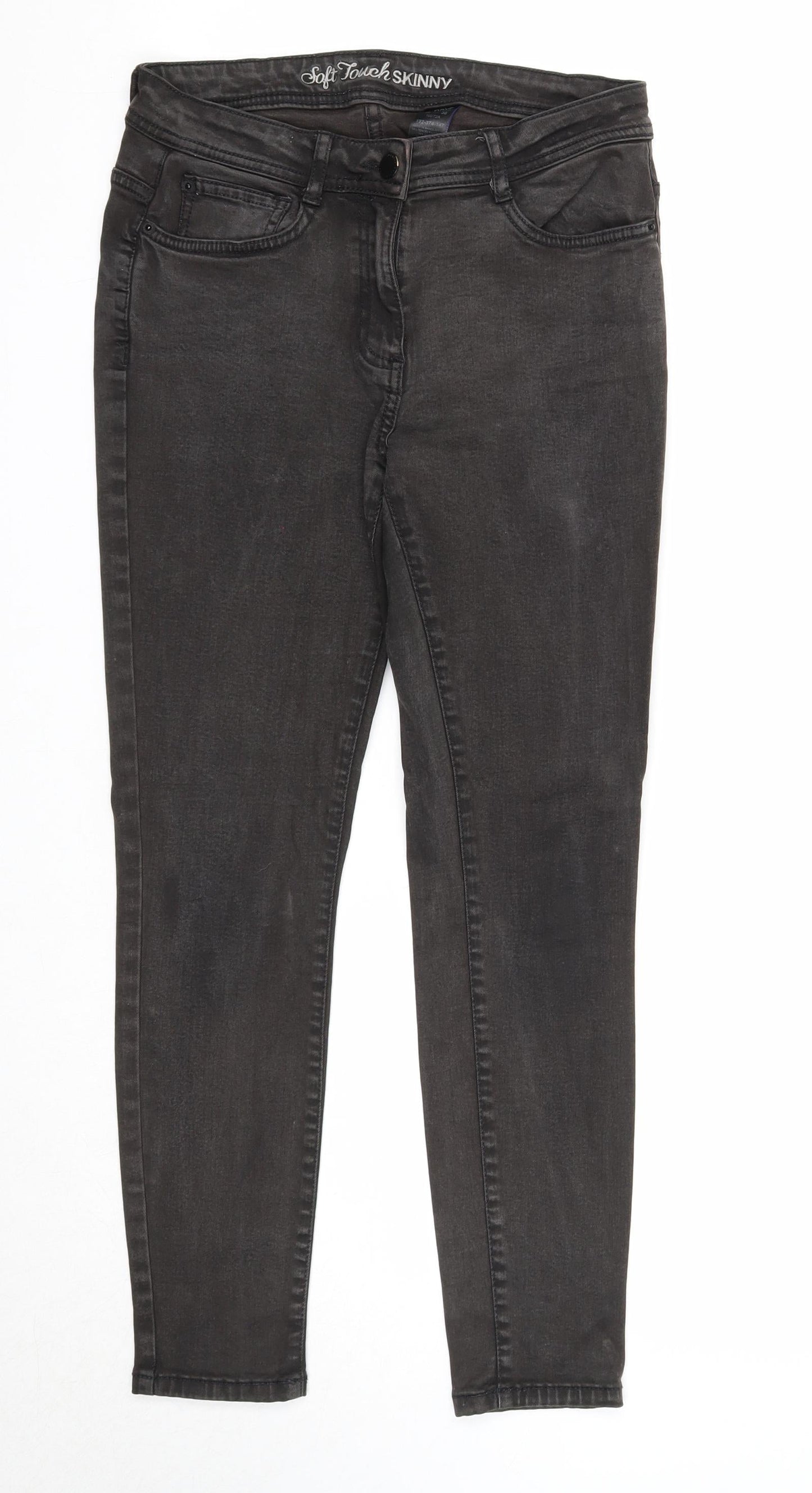 NEXT Womens Black Cotton Skinny Jeans Size 10 Regular Zip