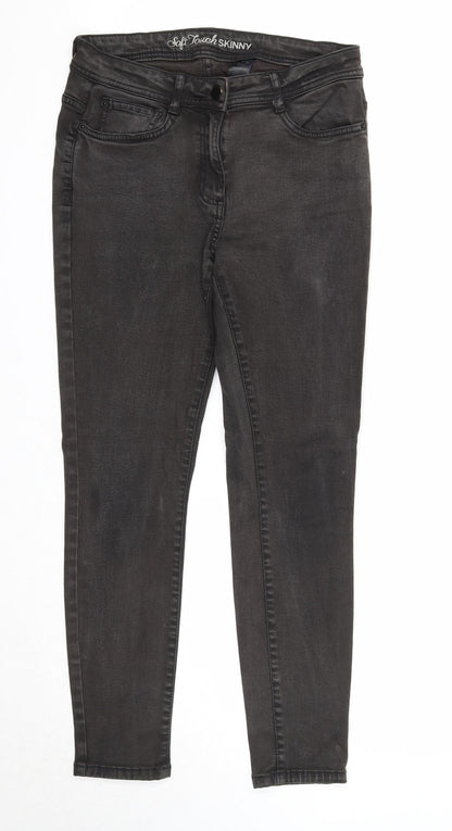 NEXT Womens Black Cotton Skinny Jeans Size 10 Regular Zip