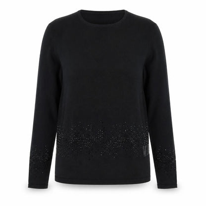 Jumper Womens Black Round Neck Viscose Pullover Jumper Size M