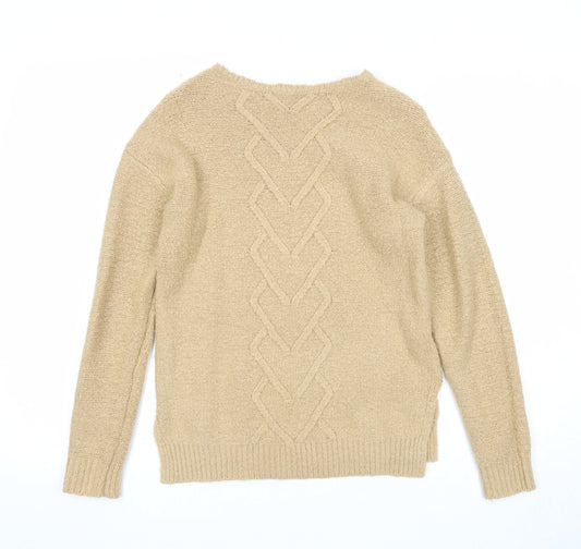 George Womens Beige Round Neck Acrylic Pullover Jumper Size XS