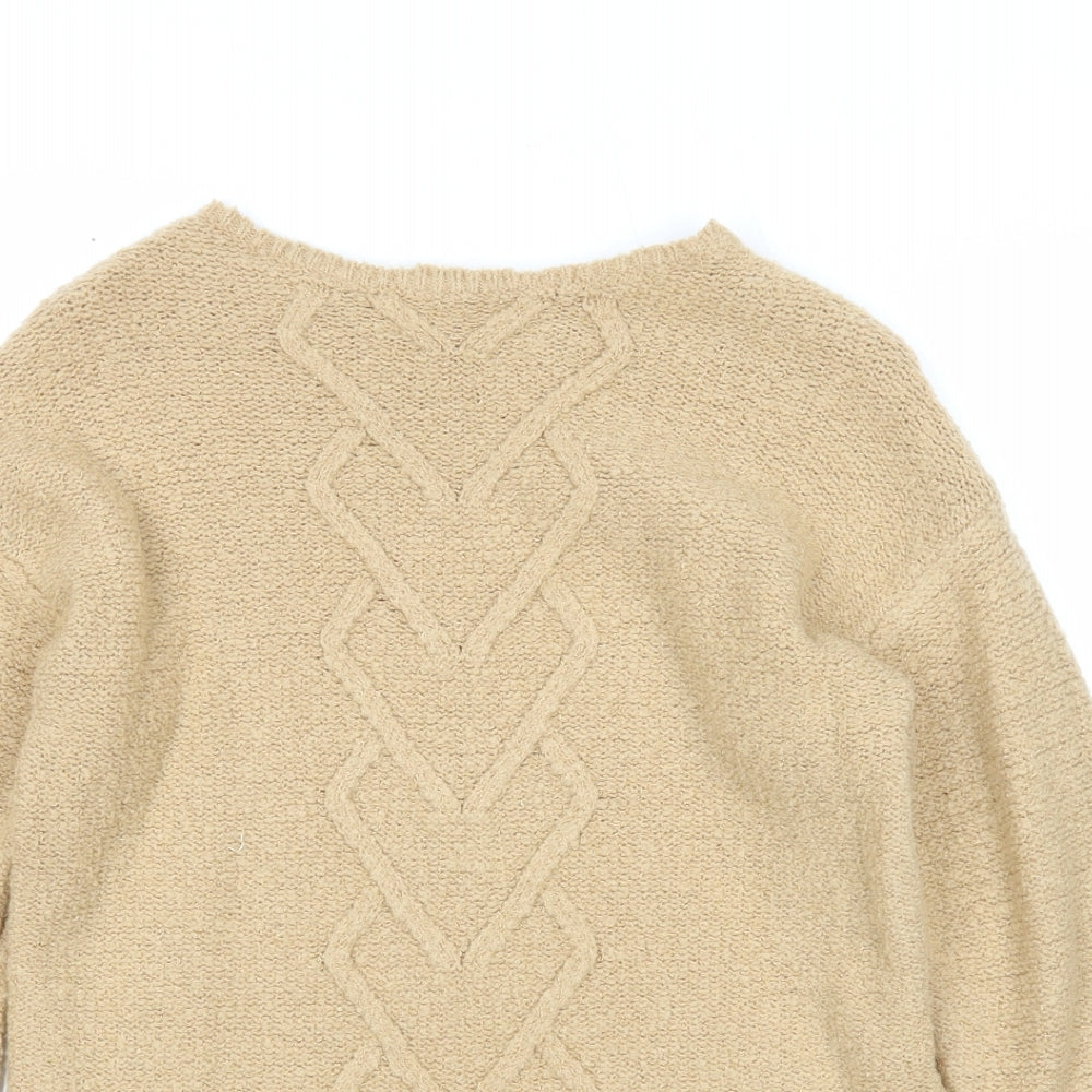 George Womens Beige Round Neck Acrylic Pullover Jumper Size XS