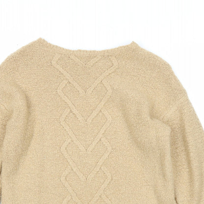 George Womens Beige Round Neck Acrylic Pullover Jumper Size XS