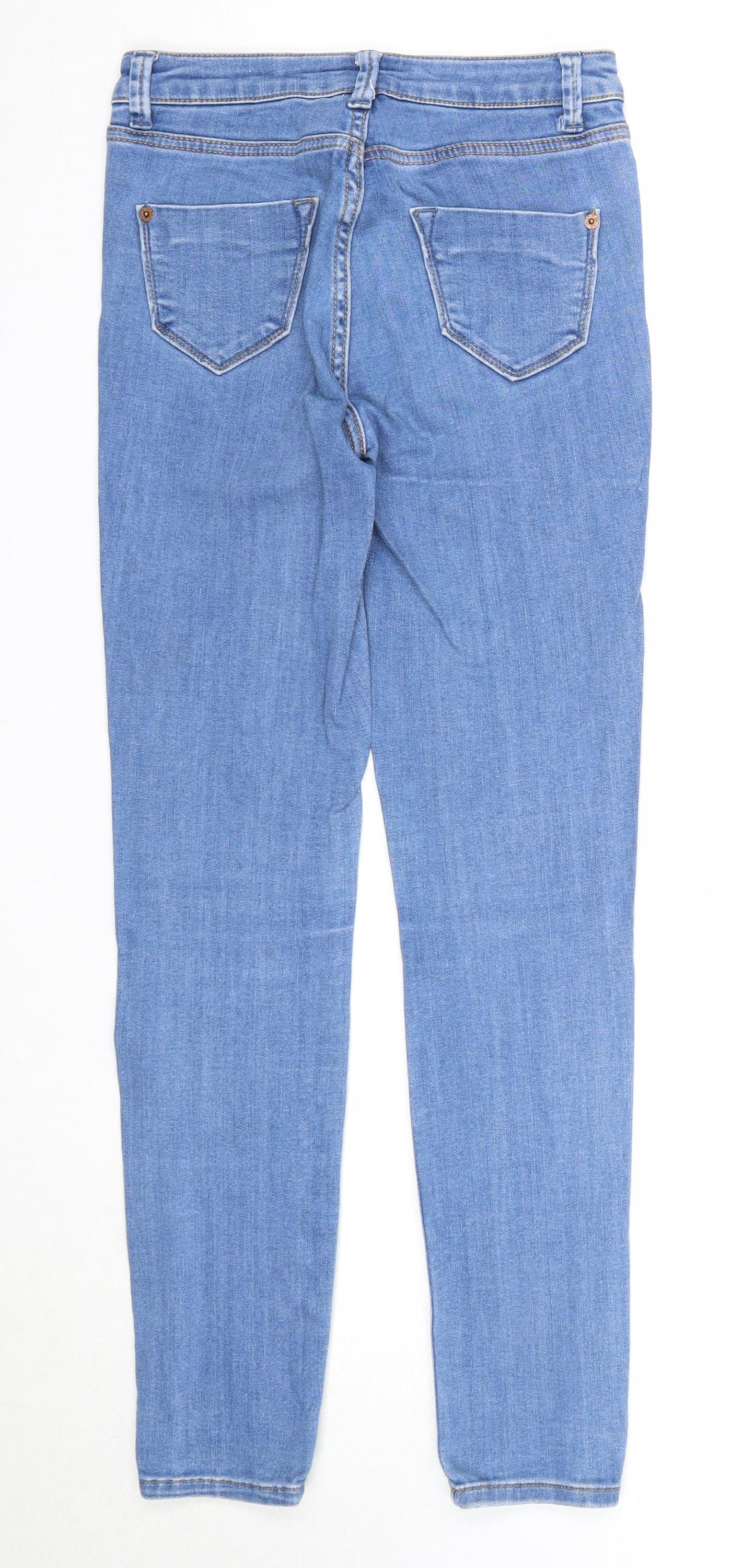 Topshop Womens Blue Cotton Skinny Jeans Size 26 in L30 in Regular Zip