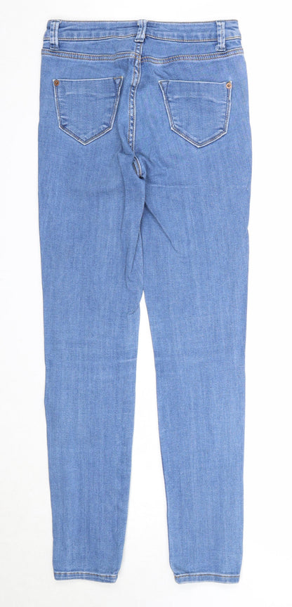 Topshop Womens Blue Cotton Skinny Jeans Size 26 in L30 in Regular Zip