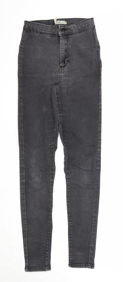 Topshop Womens Black Cotton Skinny Jeans Size 26 in L32 in Regular Zip
