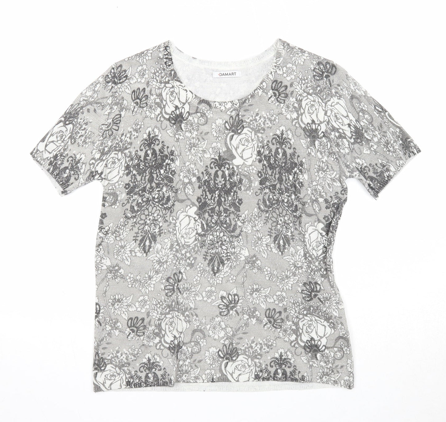 Womens UK Size 10 Damart Grey Basic T-Shirt