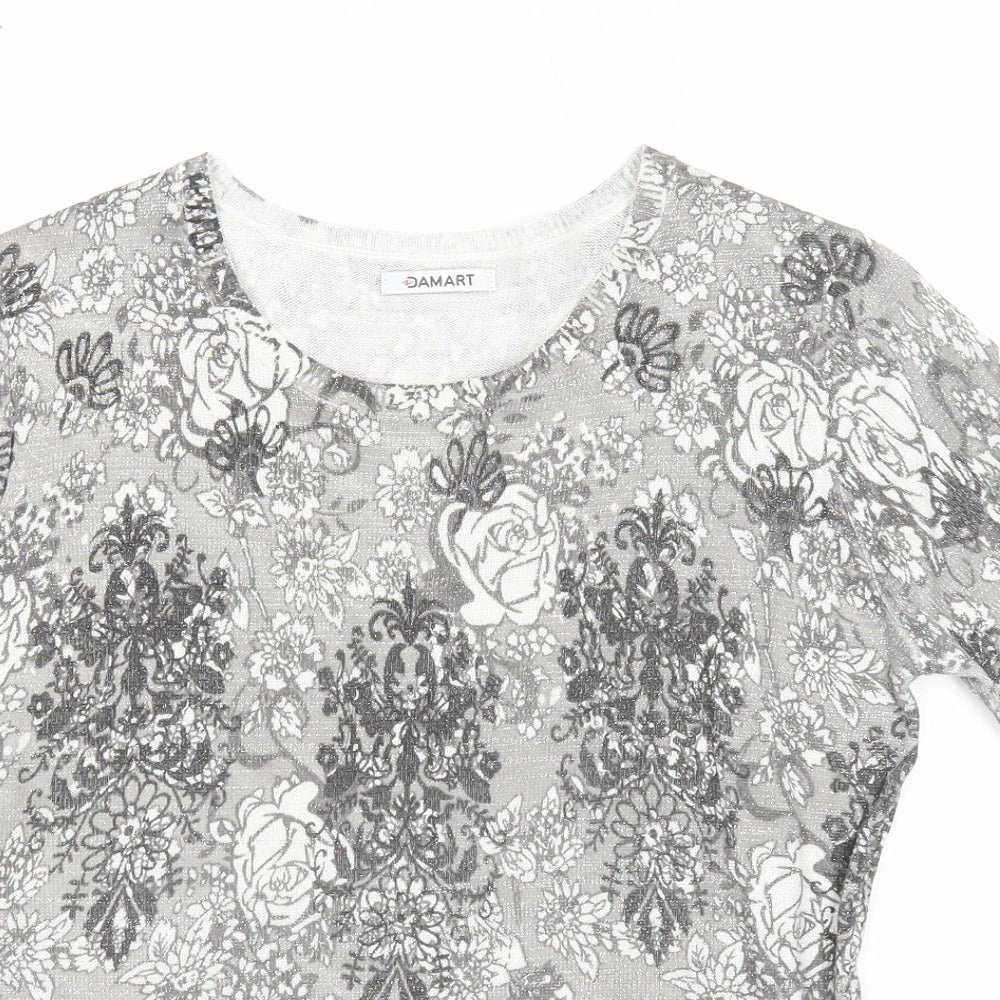 Womens UK Size 10 Damart Grey Basic T-Shirt